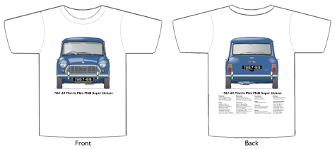 Morris Mini MkII Super Deluxe 1967-69 T-shirt Front & Back